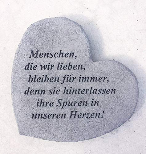 GEDENKSTEIN Herz Menschen die wir lieben … Steinguss 17 x 15 cm zum Legen oder Hängen Trauerstein Grabschmuck Grabdekoration Friedhof VON DEKOWELT
