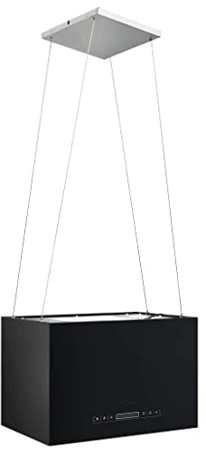 vidaXL Campana Extractora Colgante Táctil LCD Cocina Techo Recirculación Interna Filtro de Carbón Evacuación Pantalla Acero Recubierto Negro 51022