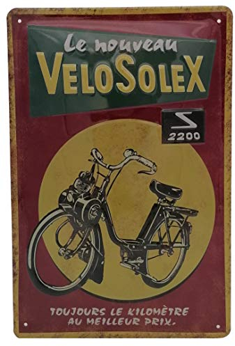 30 x 20 cm Retro Blechschild passend für Velosolex Moped, Motorrad Fans, Deko Werkstatt, Garagen Schild, geprägtes Stahlblech