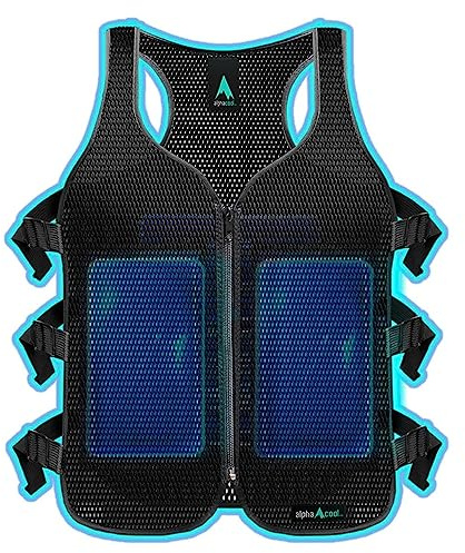 AlphaCool Frosty Mesh Ice Vest for Men and Women – Cooling Vest with Ice Packs, 2 Sets – Three Gel Pad Pockets – Adjustable Straps for Custom Fit Black One Size