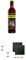 Wurzelpeter Kräuterlikör 30% 0,7 ltr. + Nosing Gläser Kelchglas Bugatti mit Eichstrich 2cl und 4cl - 2 Stück + Schiefer Glasuntersetzer eckig ca. 9,5 cm Ø 2 Stück
