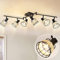 Depuley Deckenstrahler 6 Flammig Schwarz, Rattan Deckenleuchte Schwenkbar E14, Deckenlampe Strahler Vintage mit Gewebtem Lampenschirm, Natüre Deckenspot für Wohnzimmer Schalfzimmer Küche