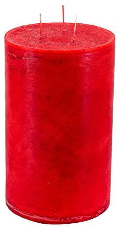 Hochwertige Mehrdochtkerze/Dreidochtkerze – Gefahrloses & Gleichmäßiges Abbrennen - Stumpenkerze (Rubin, Ø 15 cm/Höhe 25 cm)