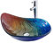 Retro Gehärtetes Glas Waschbecken Kreative Aufsatzwaschbecken, Waschtischplatte Waschschalen, Badmöbel Tischplatte, Badezimmer Möbel 550 X 380 X 170mm (Regenbogen,Paket 1)