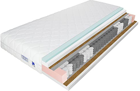 TULENA NOX Taschenfederkern Matratze 100x200 Federkernmatratze H4 + H5 Comfort 23cm hoch Probeschlafen Rollmatratze Wendematratze