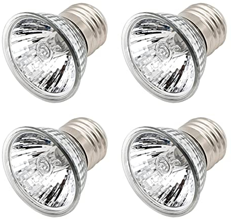 WOOLUCK Schildkröte Wärmelampe, 50W Heizung Glühbirne, E27 UVA UVB Dimmbar Halogen-Glühlampe Reptilien Heizung, für Reptilien/Eidechsen/schildkröten/Schlangen(4 Stück)