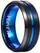NUNCAD Schwarz Wolframcarbid Ring mit Blau Rille 8mm Ehering für Herren Damen Partner Ring Graviert I Love You Größe 68.5
