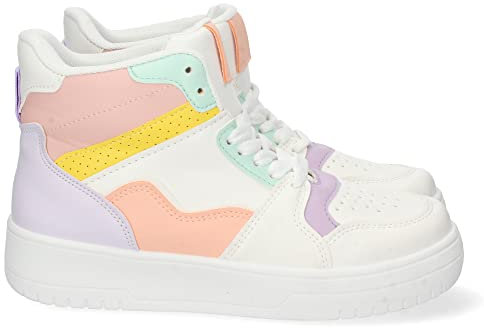 shoes&blues.es 64988-Zapatilla Abotinada para Mujer, Moda Casual, con Perforado en la Punta, y Cierre de Cordones, Otono Invierno 2021. Talla 38 Lila