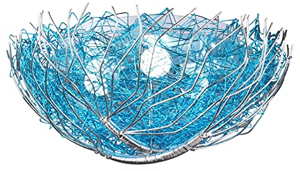 Mediterraner Stil Beleuchtung,E14 Nordic Kreativ Persönlichkeit Vogel's Nest Deckenleuchte,Warm Romantische Wohnzimmer Abendessen,Kinder's Zimmer Schlafzimmer Lampe,Persönlichkeit -Blau 50 * 23cm