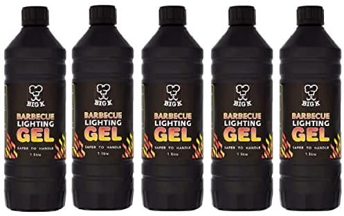 Topline Pack of 5 Big K Barbeque Firelighter Odourless Gel - BBQs, Firepits - Fires & Log Burners - Camping Grill BBQs - Bonfire - Ethanol Burners- 1000ml Card.