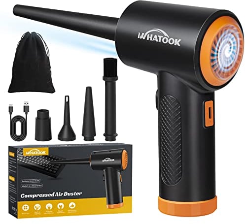 Elektrische Staubgebläse,3-Gang Compressed Air Duster 60000 U/min mit LED-Licht, Wiederaufladbar Druckluftspray PC Reinigungsset für Laptop,Tastatur,Auto,Bürogeräte, Sofa
