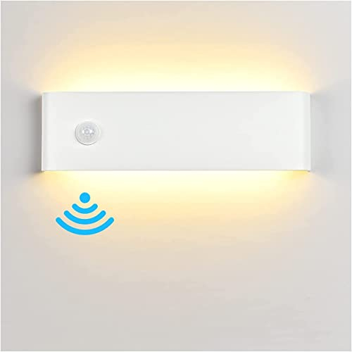 Applique Murale intérieur avec Détecteur de Mouvement, 31CM 12W 3000K Blanc Chaud Luminaires Intérieur Aluminium Décorer/Moderne Applique Murale Convient pour Salon Chambre Couloir Blanc