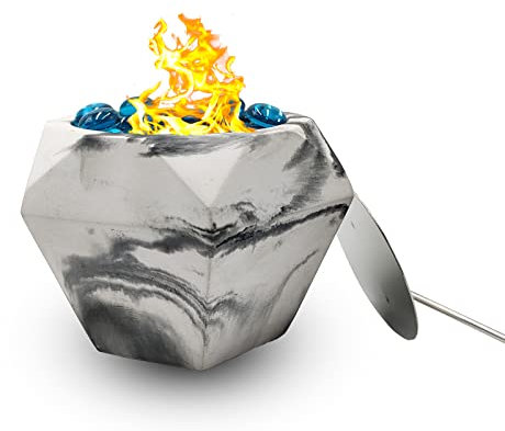 Beton-Tisch-Feuerstelle für drinnen und draußen, rauchfreie, tragbare Tisch-Feuerstelle, Ethanol, persönlicher Mini-Tischkamin, Tisch-Smores-Maker