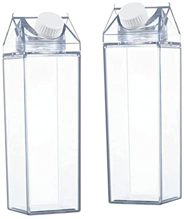 Snner 2pcs Clear Milk Carton Water Bottle 500 ML Bouteille Transparente réutilisable pour Le Sport extérieur