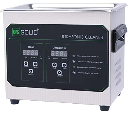 U.S. Solid 3L Pulitore ad ultrasuoni riscaldato, macchina di pulizia ad ultrasuoni in acciaio inossidabile 40 KHz con timer digitale e riscaldatore per uso industriale e per gioielleria, 80℃