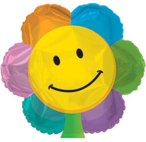 Folienballon, Smiley-Gesicht, Blumenform, 43 cm, geeignet für Luft oder Helium, Sommer-Geburtstagsparty-Dekoration