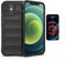 COQTEL® Coque pour iPhone 12 Housse de Haute qualité en Silicone et TPU Antichoc étui Noir Protection arrière et côtés, protège écran avec en Cadeau kit de Verre trempé…