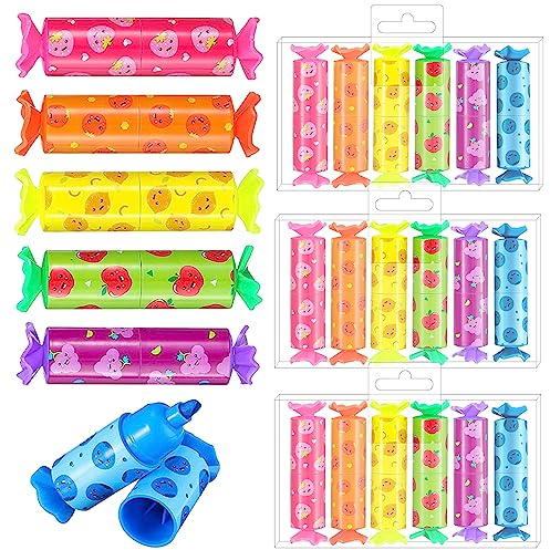 Candy Shape Mini Textmarker Stifte, 24 Stück Meißelspitzen, niedlich Textmarker Marker Obst Drucke lustige Schreibwaren für Süßigkeiten Party Geburtstag Grußkarte Zeichnung Poster Schule Bürobedarf
