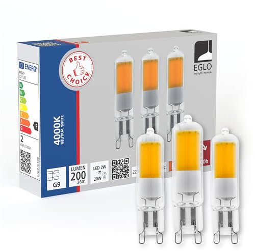 EGLO G9 Stiftsockel LED Lampe 3er-Set, Stiftsockellampe, 3 Steckbirnen, je 2 Watt (entspricht 25 Watt), Leuchtmittel neutralweiß, 4000 K, Glühbirne Pin Ø 1,5 cm