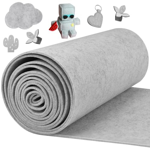 DTYGUIXE Filzmatte Filzrolle Filzstoff Filz Matten 30cm x 300cm x 3mm Filzmatten zum Zuschneiden Polyester Filz für DIY Aufbewahrungstasche Patchwork Nähen Basteln Handwerken Dekoration (grau)