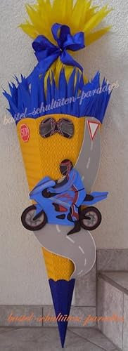 Bastelset Motorrad mit Fahrer Schultüten-Rohling Schultütenzuschnitt 400g Karton