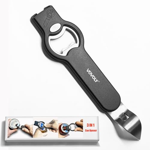 Magnetic Bottle and Can Opener for Refrigerator, Stainless Steel Manual Can Punch Opener for Liquid with Cap Catcher, Stick to Fridge for Easy Storage, Can Tapper Church Key with Magnet