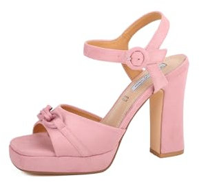 QUEEN HELENA Sandali con Tacco Alto con Plateau Scarpe Eleganti Donna ZM9689 (Rosa, 39)