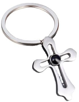 Personalized Photo Projection Keychain Custom Heart Photo Keyring Projection Keychain for Women Anniversary Memorial Gifts (cross silver-5,1PCS)