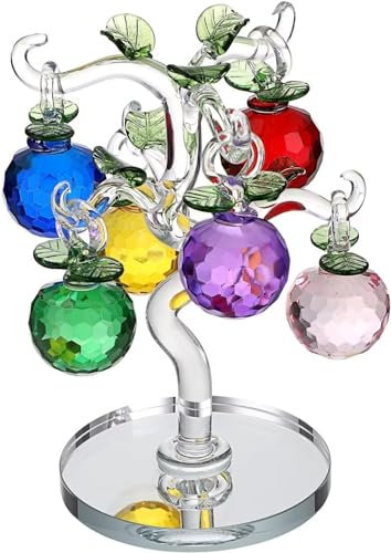 Crystal Glass Apple Tree - Artificial Tree Figurine Ornament Table Decoration Feng Shui Crystal Apple Tree Decoration