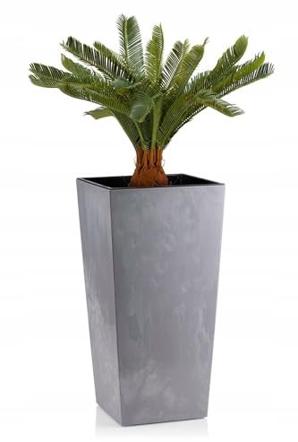 HowHomely Blumentopf Grau 57 x 30 x 30 cm Pflanzkübel Groß Außen - Blumenkübel mit Pflanzkübel Einsatz - Pflanzkübel Rechteckig Betonoptik für Wohnzimmer oder Garten