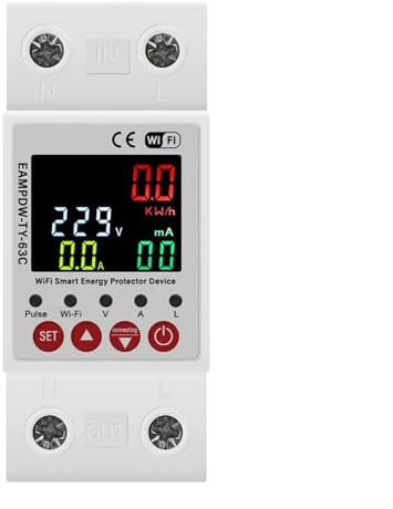 für TUYA WiFi Smart Energiezähler, 63 A, 230 V, Erdleckage, Über-Unterspannungsschutz, Elektrizität, DIN-Schiene, Energie-Monitor, APP-Fernbedienung