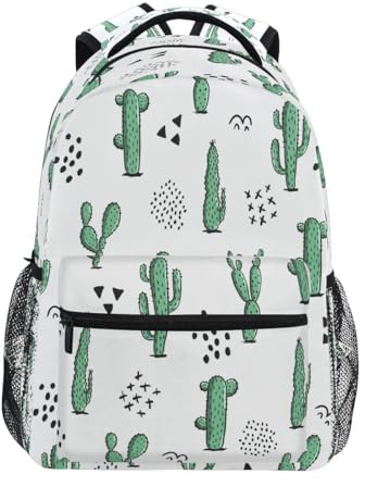 HMZXZ Tropisch Kaktus Rucksack Schule Studenten Buch Tasche für Junge Mädchen Teenager Kinder Grün Daypack Rucksack für Reisen Camping Fitnessstudio Wandern
