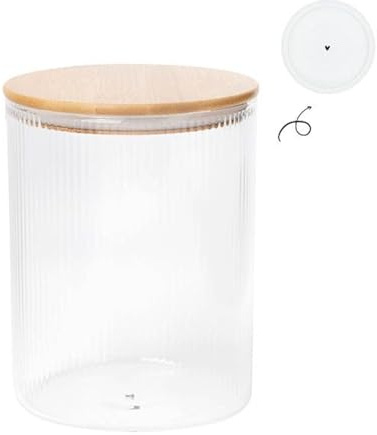 Bastion Collections Vorratsdose Ribbed Nature mit Streifen aus Glas H. 16,5cm