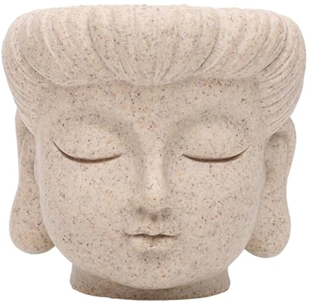 Generic Pot de fleurs en forme de tête de Bouddha en résine - Décoration pour jardin, terrasse, intérieur et extérieur, IHSERX3527XTJUKVM