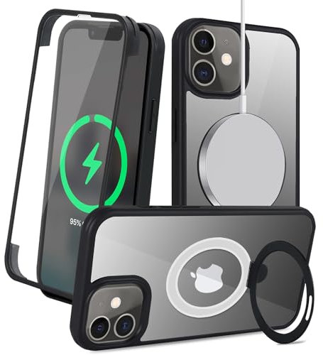 SunYoo for iPhone 11 Pro Max Case with Screen Protector,Compatible with Magsafe, Phone Case for iPhone 11 Pro Max Case Built in Screen Protector,Protective Shockproof Stand Case-Black