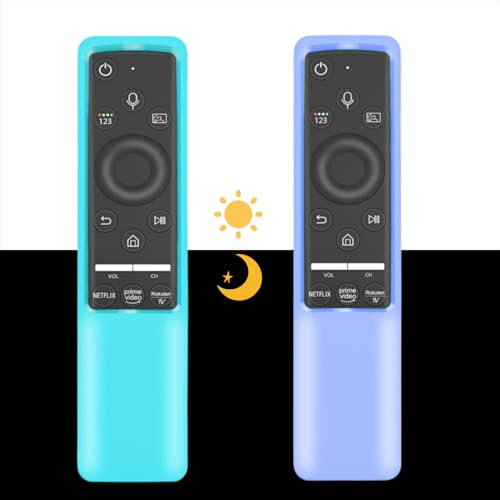 2 Pack Case Compatible with Samsung Smart TV Remote Controller BN59 Series, Light Weight Silicone Cover Protector Shockproof Anti-Slip Remote Skin Sleeve - Glow SkyBlue and Glow Blue