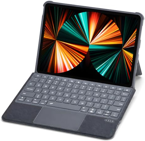 Nuflaz Clavier pour iPad Air 11 M4/M3/M2, iPad Pro 11, AZERTY, Pavé Tactile | Clavier magnétique détachable, pavé tactile multitouch et rétroéclairage 7 couleurs pour travailler partout avec votre iPad.