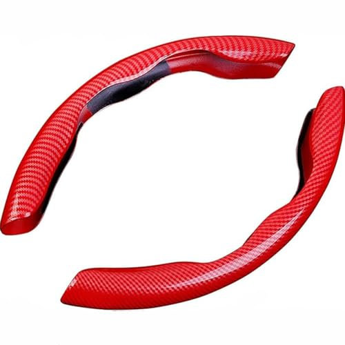2 Stück Auto Lenkradbezüge für Ford Focus Mondeo Kuga Ecosport,Kohlefaser Lenkräder rutschfeste Sportlenkräder Segmentierter Lenkradbezug Lenkräder Zubehör,Red