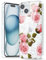 Svanove for iPhone 15 Plus/ 14 Plus Case Flower, Girly Cute Clear Floral Aesthetic Design, Slim Thin Transparent Hard Shell Plastic Phone Case for Women Girls, Trendy Elegant Pattern, Rose Blossom