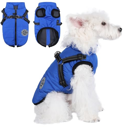 Savlot Hundejacke Winterweste Jacken Hundemantel Hundepullover Haustier Skifahren Kostüm Ärmellose Baumwolle Gepolsterte Weste Mit Brustgurt Gurt