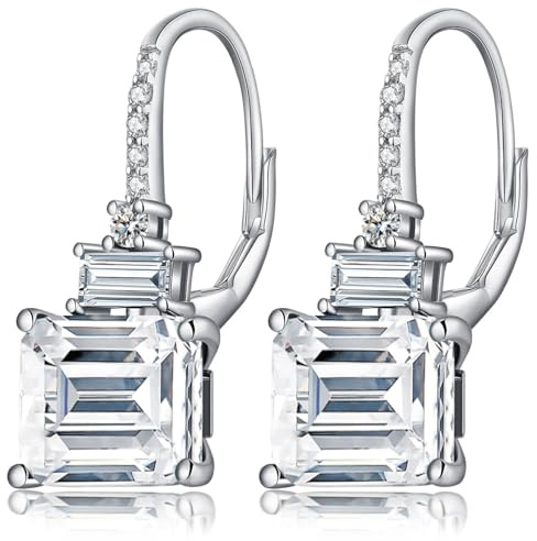 jiamiaoi 18 Karat Weißgold plattiert Ohrringe Hängend, Ohrringe Damen Hängend Ohrhänger Silber 925 mit Stein 4A+ Zirkonia