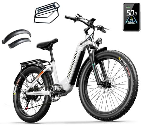 Shengmilo E Bike,MX06 Bicicleta Eléctrica,26 x 3.0 Fat Tire,batería extraíble de 48V 17.5Ah,Sistema de transmisión de 7 velocidades,Bicicleta eléctrica para Adultos