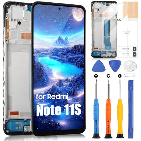 ARSSLY pantalla para Xiaomi Redmi Note 11S pantalla LCD 2201117SG 2201117SI 2201117SY 2201117SL LCD pantalla táctil digitalizador conjunto reparación kit, negro con marco
