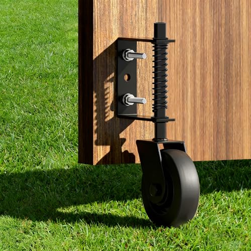 4.3 Heavy Duty Gate Wheel 360° Rotation Gate Wheel with Spring Loaded Shock Absorption Gate Caster Gate Kit for Fence, Farm, Garden and Wooden Gate 150 Lbs Capacity (1Pack)
