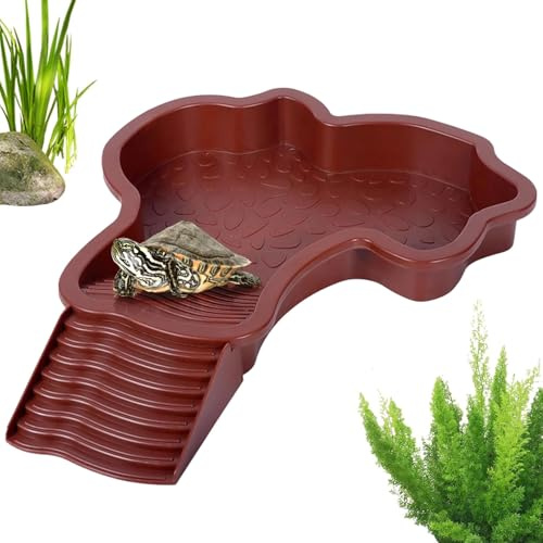 Bassin de bain pour tortues, gamelle pour reptiles, bassin de bain pour tortue avec plateau incliné, pour tortues marines et divers reptiles (A)