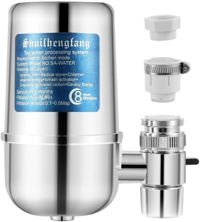 LIXSAZSE Di acqua potabile Filtro per l'acqua del rubinetto della cucina Filtri per l'acqua del rubinetto in metallo multifunzionali e sicuri Filtro per l'acqua a 8 strati