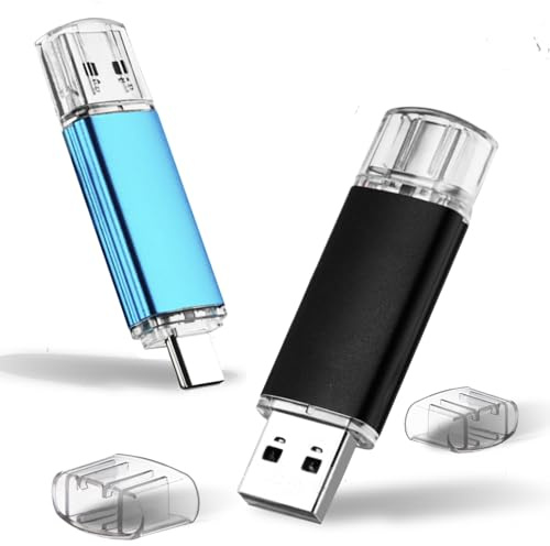 MAKACTUA 2 Pack 128GB Type-C USB 3.0 Flash Drive 128GB 2-in1 USB-C Thumb Drives Memory Stick Jump Drive for Smartphones,Computer,Tablet,PC