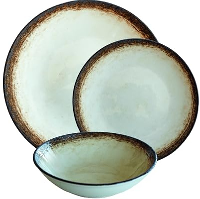 CER-POR Set piatti TERRA | 18 pezzi porcellana moderna per uso quotidiano elegante. 18 Pezzi. Per 6 Persone