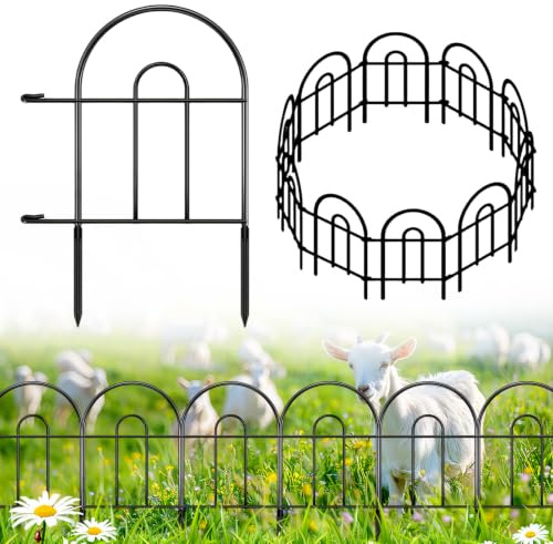 Garden Fence, 10 Decorative Fence Panels, Metal Animal Barrier