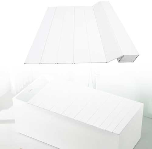 WORDFUN Couverture De Baignoire Pliable en PVC, Planche De Bain Étanche À La Poussière, Housse De Baignoire Rectangulaire, Étanche Ponts D'isolation, pour Maison, Salle De Bain, Spa(126 * 80cm)